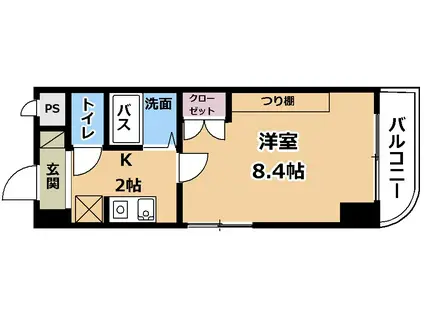 グリーンロード山手(1K/5階)の間取り写真