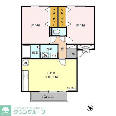 グランフェルム(2LDK/3階)の間取り写真