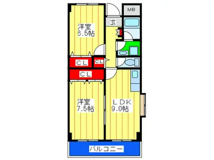 アネスト北巽(2LDK/3階)の間取り写真