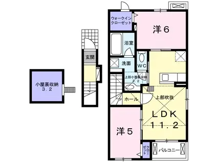 ディアコ一トWA棟(2LDK/2階)の間取り写真
