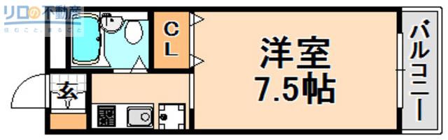 ロイヤル伊丹(1K/1階)の間取り写真