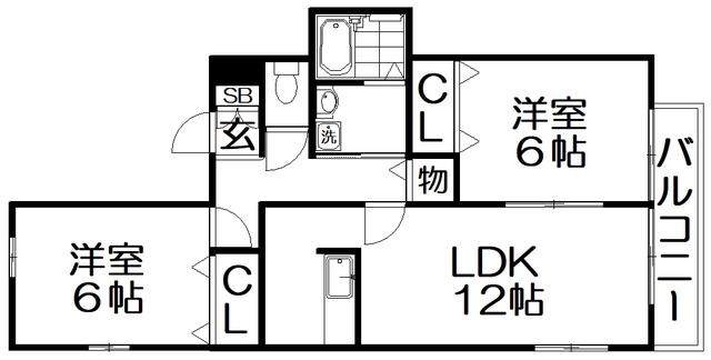 カーサエスペランサ(2LDK/2階)の間取り写真