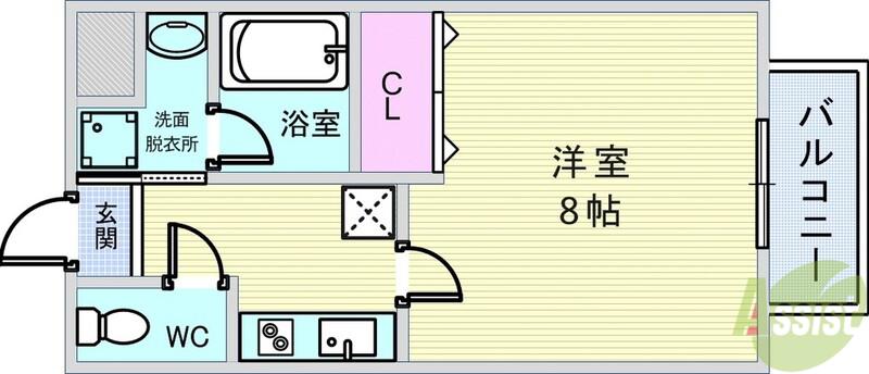 ハーモニー2(1K/2階)の間取り写真
