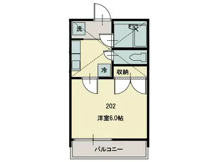 オリオン(1K/2階)の間取り写真