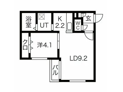 ソアヴィータ手稲本町(1LDK/4階)の間取り写真