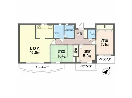 グランドメゾン草津東(3LDK/7階)の間取り写真