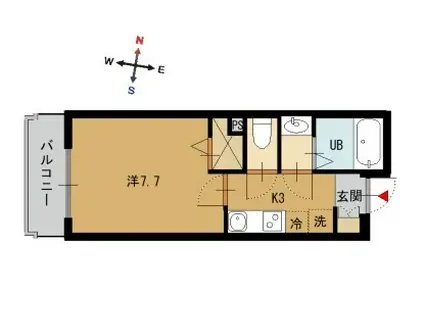 ラス・パルマス浜三條 BTYPE(1K/1階)の間取り写真