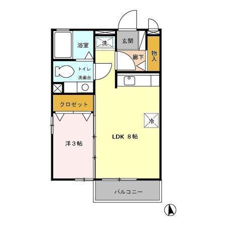 エランビタールNAKANISHI(1LDK/2階)の間取り写真
