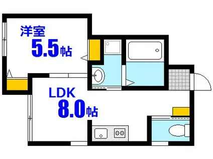 サンネクスト府中(1DK/1階)の間取り写真