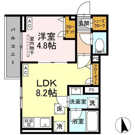 セレスティア前野町(1LDK/1階)の間取り写真