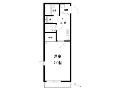 ホワイトリリー白山(1K/1階)の間取り写真