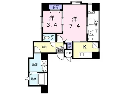 ヴィラ プロスペリティー(2K/5階)の間取り写真