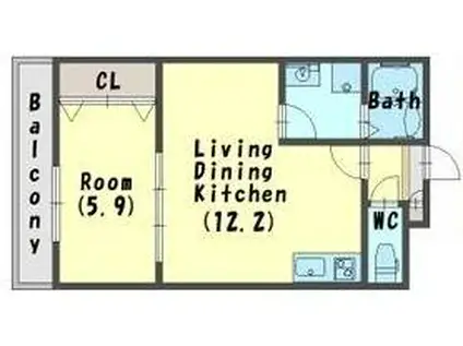 ジーメゾン明石魚住I(1LDK/1階)の間取り写真