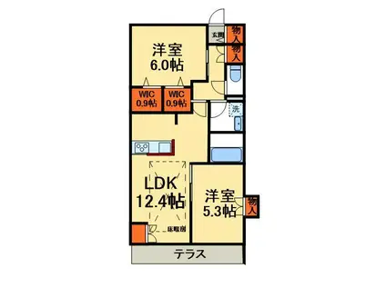 FLOWER FIELDS KASHIWA(2LDK/1階)の間取り写真