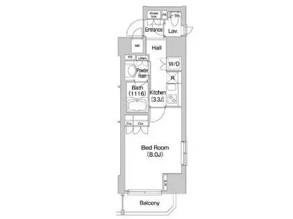 コンフォリア市谷柳町(1K/8階)の間取り写真