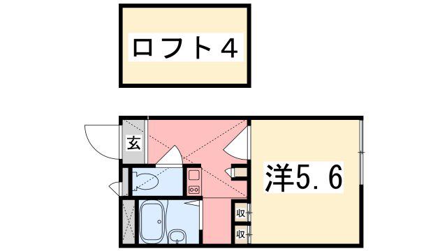 アベニュー高町(1K/2階)の間取り写真