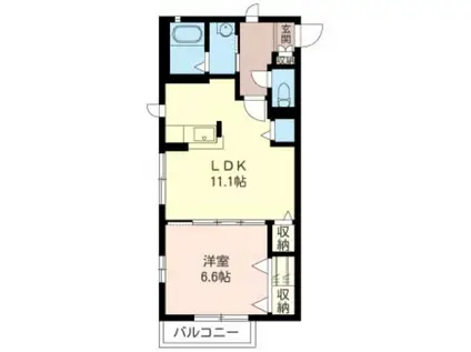 アピア泉・II(1LDK/2階)の間取り写真