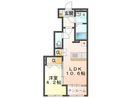 津市久居相川町 II期工事(1LDK/1階)の間取り写真