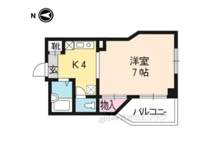 ラフィーネ四条堀川(1K/2階)の間取り写真