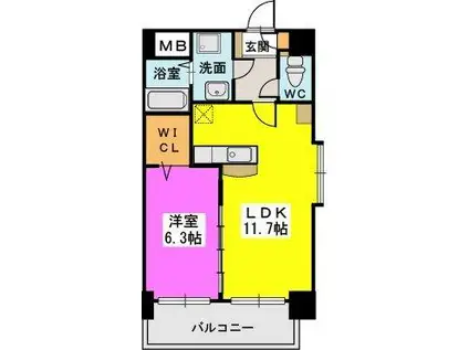 プレジデント正弥久留米駅前(1LDK/4階)の間取り写真