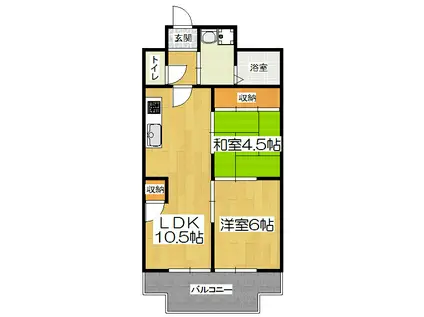 御陵 レジデンス(2LDK/3階)の間取り写真