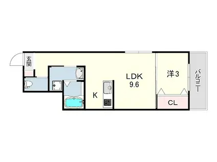 GAZELLE NOAH尼崎尾浜2(1LDK/3階)の間取り写真