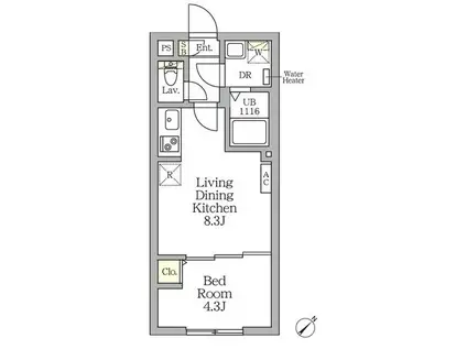 アグライア新宿横寺町(1LDK/3階)の間取り写真