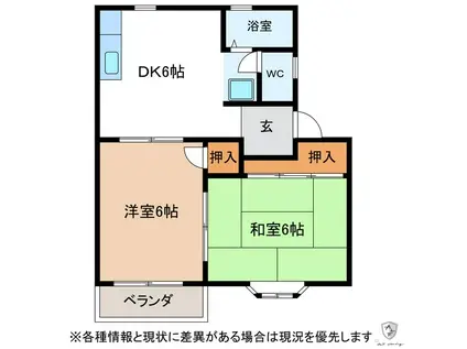 ハイツリバティー(2DK/1階)の間取り写真