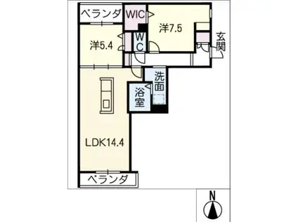 シャーメゾン長良東(2LDK/2階)の間取り写真