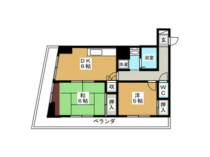 シャンブル西葛西(2DK/2階)の間取り写真