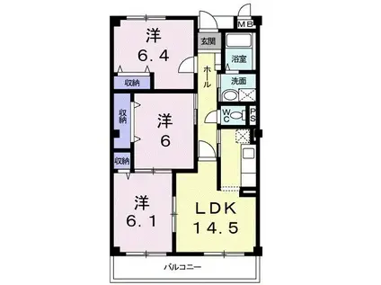 ブィオラヒルズ(3LDK/1階)の間取り写真