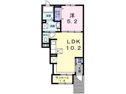 シャルール佐久平(1LDK/1階)の間取り写真