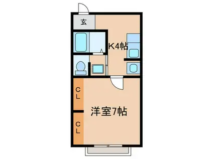 恵那ビルIII(1K/2階)の間取り写真