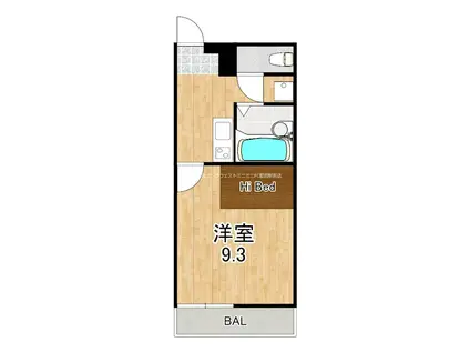 ペルーラ春風(1K/3階)の間取り写真