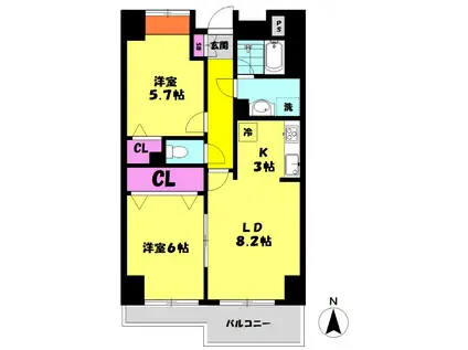 クロバーハイツA棟(1LDK/1階)の間取り写真