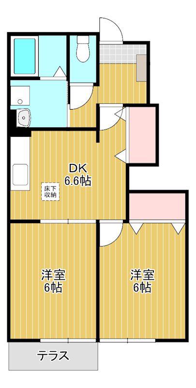 エテルノD(2DK/1階)の間取り写真