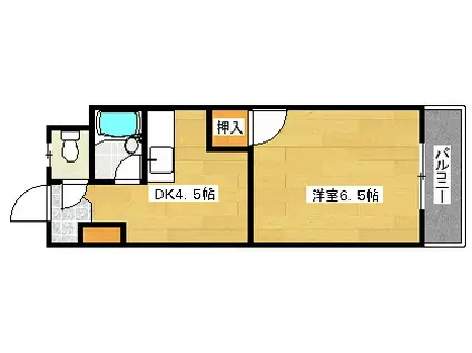第2スカイビル(1DK/3階)の間取り写真