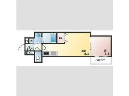 GRANDIR岸里(1LDK/2階)の間取り写真