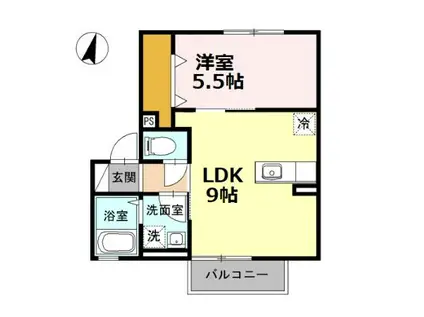エミネンス(1LDK/2階)の間取り写真