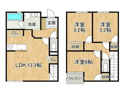 SOYO TERRACE 荒江(3LDK/1階)の間取り写真