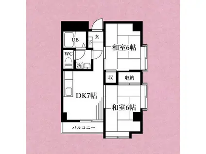 サニーヒルズおいせ坂(2DK/2階)の間取り写真