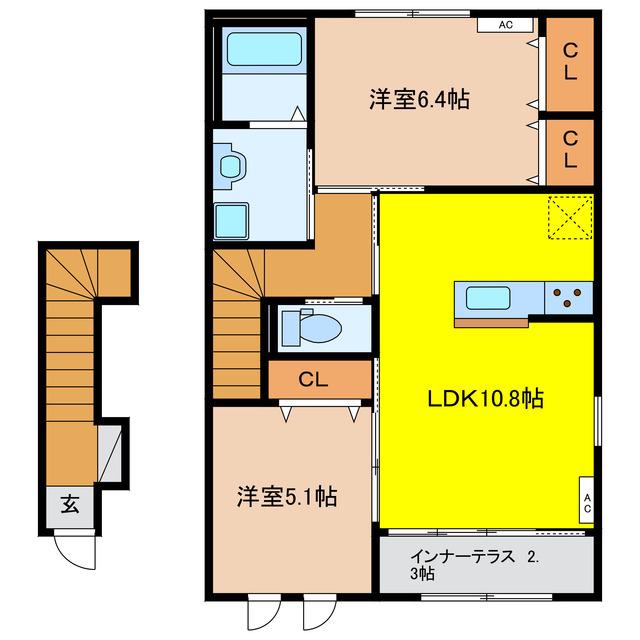 バンデ グランデIII(2LDK/2階)の間取り写真