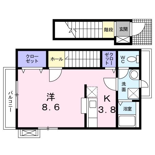プリマベーラ B(ワンルーム/2階)の間取り写真