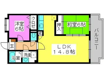 ヴィルヌーブ(2LDK/4階)の間取り写真