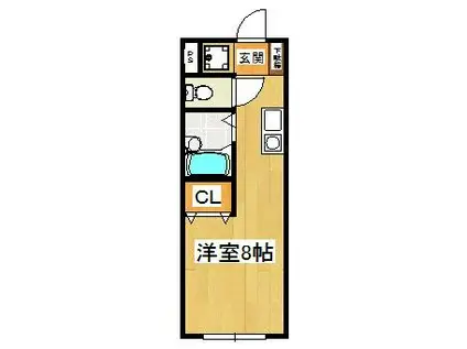 COLOR・若宮(ワンルーム/1階)の間取り写真