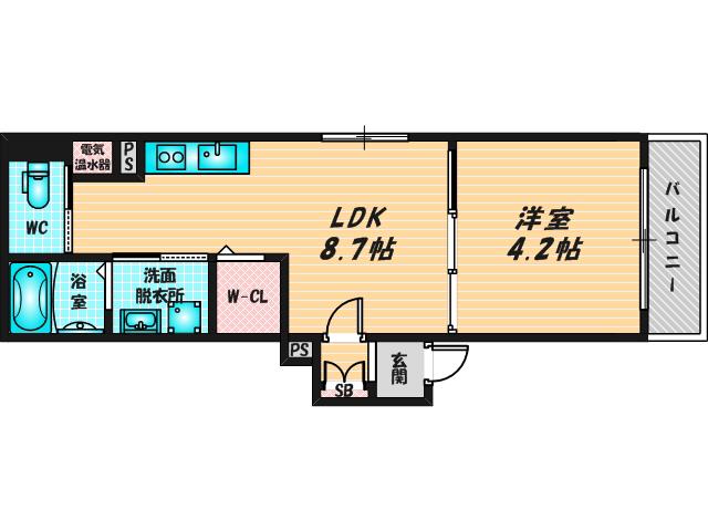 GRANDIR弥刀(1LDK/3階)の間取り写真