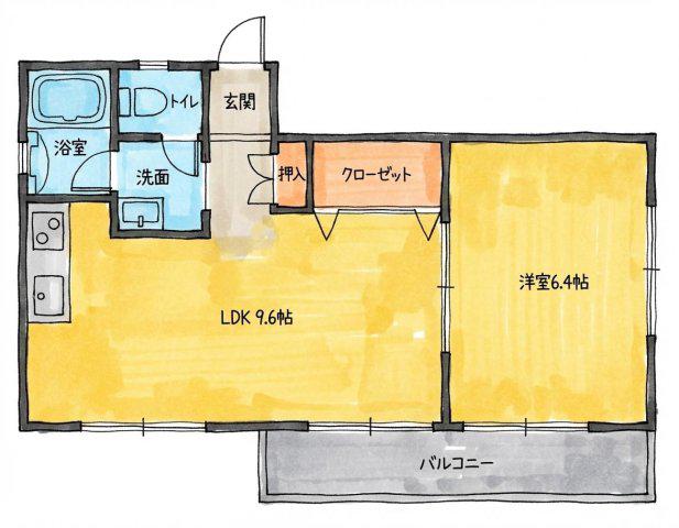 マンション本多(1LDK/2階)の間取り写真