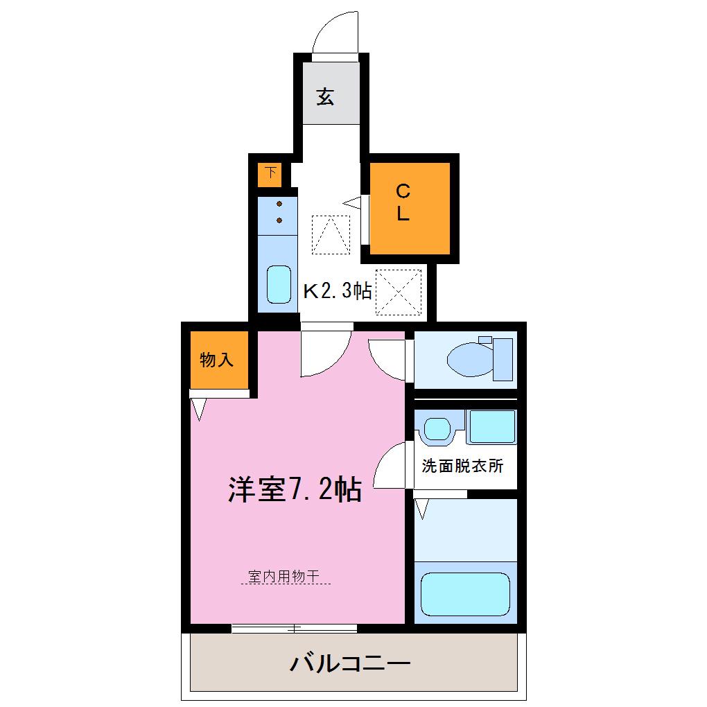 サンパークII(1K/1階)の間取り写真