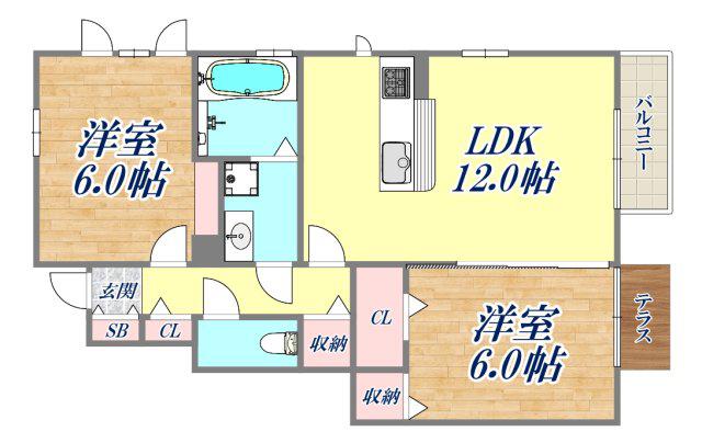 ドエル寿楽荘(2LDK/1階)の間取り写真
