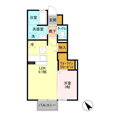 コネクト城南(1LDK/1階)の間取り写真